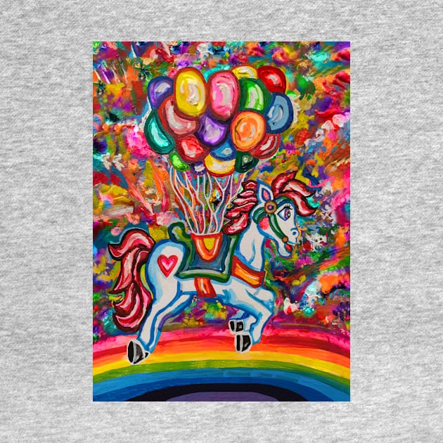 Flying Rainbow Balloon Horse Dream by Art by Deborah Camp